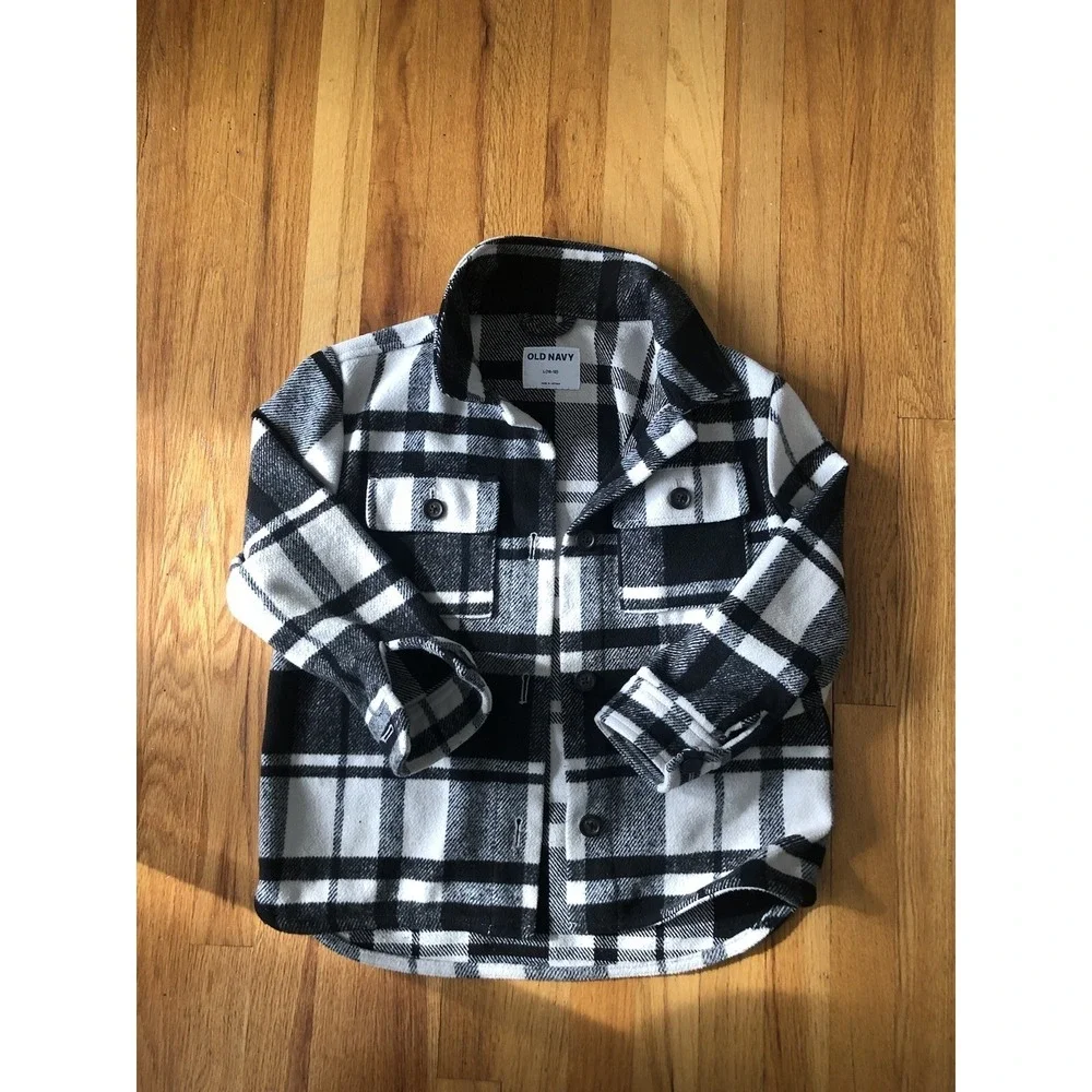 Old Navy Kids Plaid Shacket‎ Woven Shirt Size L 10-12